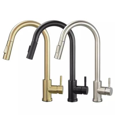 China Sense Faucets Deao Factory Wholesale Sink Smart High Quality Kitchen Pull Out Brushed Gold Touch Faucet for sale