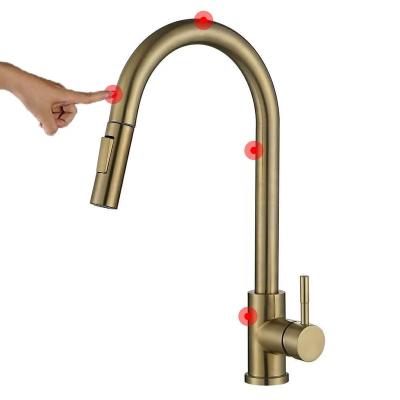 China Sense Faucets Deao Good Quality With Bottom Sprayer Kitchen Faucet Pull Out Touch Spring for sale