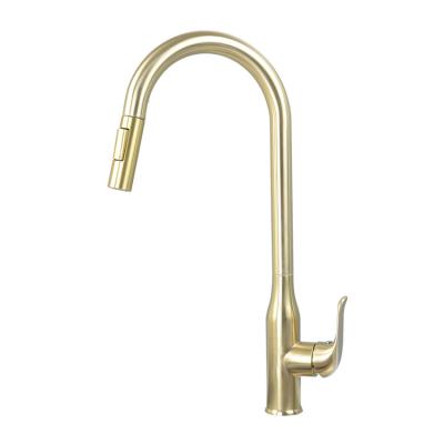 China Modern Sense Faucets 304 Stainless Steel Kitchen Taps Brush Luxury Gold Pull Out Kitchen Faucet for sale