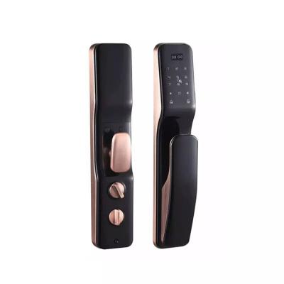 China Smart Electronic Wireless Keyless Lock Door Handle Door Handle Tuya Wifi Security Door Card Lock Biometrics Fingerprint Anti-theft Digital Password for sale