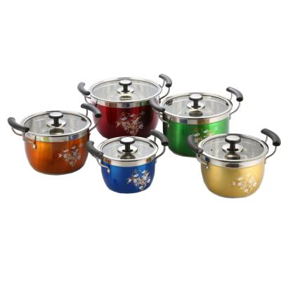 China Sustainable Hot Sale Painting Casserole Pot Stainless Steel 10 Pcs Pot Sets for sale