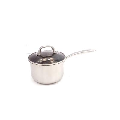 China Viable factory direct food grade stainless steel 304 milk soup pot16cm 18cm with brown glass lid for sale