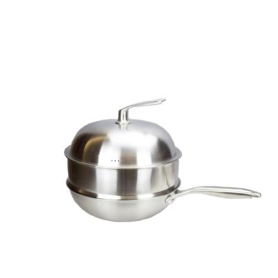 China Sustainable Universal Steam Frying Pan Pot 3 in 1 with Stainless Steel Standing Lid for sale