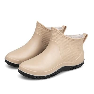 China 2022 fashion trend waterproof ankle boots new lady pure PVC color outdoor rubber soft non-slip raining shoes wholesale for sale