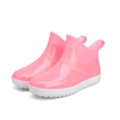 China 2022 Fashion Trend New Soft Non-slip PVC Soft PVC Non-slip Rain Boots Ankle Boots Lady Rain Boots Color Shorts Waterproof Rubber Pure Shoes for sale