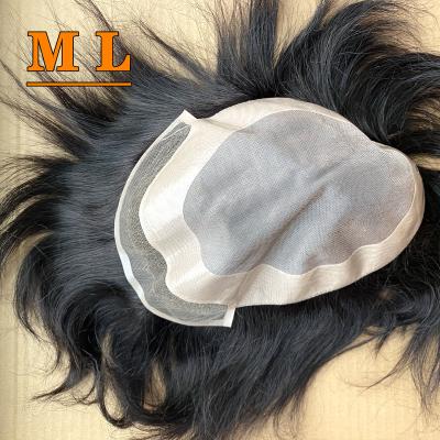 China Man Daily Use Toupee 7*9 Mono And Straight PU Men Toupees 1B Hair For Man Daily Wear for sale