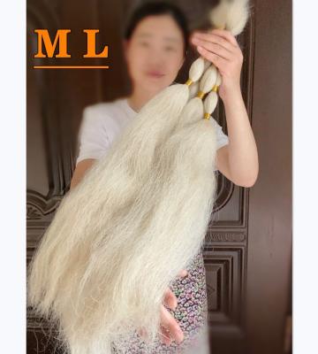 China Yak Tail Hair Extensions 100% Natural White Color 30