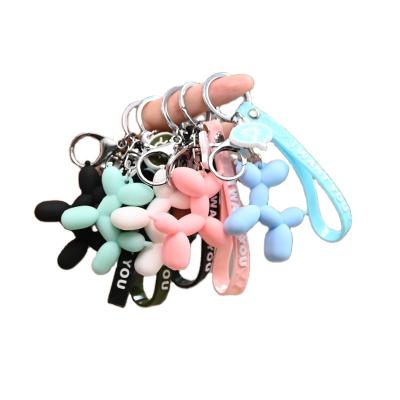 China 3D Metal Silica Gel Soft Cute Bag Cute Creative Cute Bag Cartoon Balloon Dog Key Chain Color PVC Fun Dangle Key Chain for sale