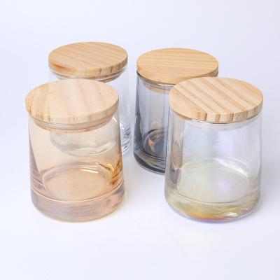 China Home Decoration Customized Luxury Scented Candles Transparent Glass Colored Candles Large Capacity Glass Jar With Lid for sale