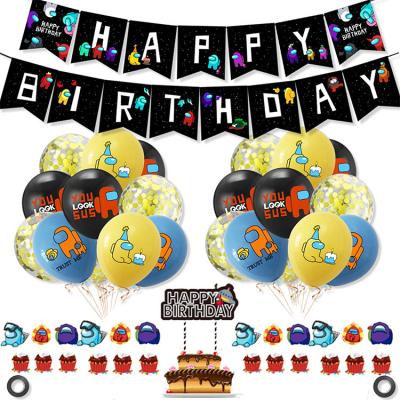 China Festival decoration selection cartoon game theme set family stage background pull flag birthday latex balloon for sale