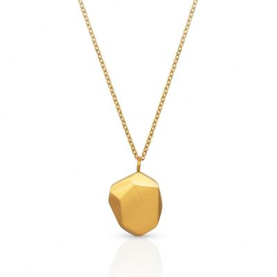 China TRENDY Chris April Fashion Jewelry 316L Stainless Steel PVD Gold Plated Matte Irregular Pendant Necklace for sale