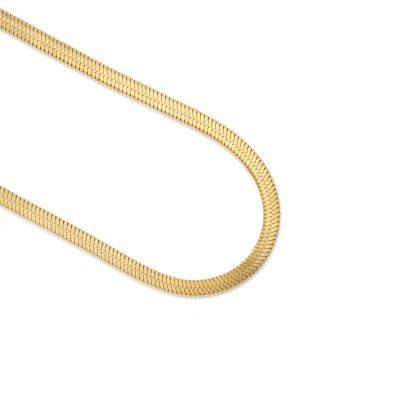 China Chris April TRENDY fashion jewelry pvd stream gold plated 316L stainless steel minimalist snake chain necklace for women for sale