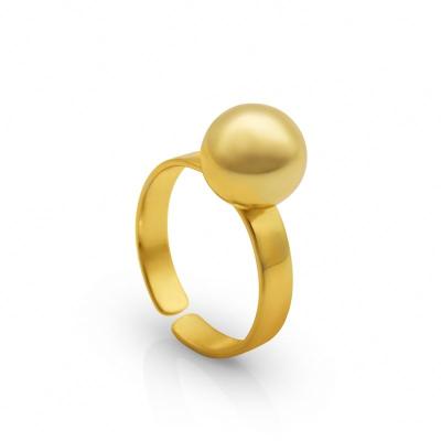 China Chris April In TRENDY Stock 925 Sterling Silver 18k Gold Plated Simple Design Ball Seal Rings for sale