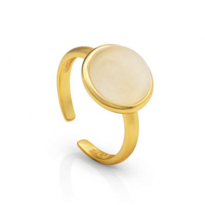 China Vintage Chris April Simple Design 925 Sterling Silver Gold Plated Minimalist Cat Eye Gemstone Ring for sale