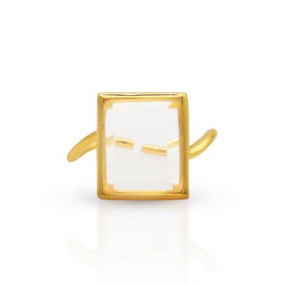 China Simple Design Chris April Fashionable 925 Sterling Silver Gold Plated Cut Quartz Green Ring TRENDY for wom, en for sale