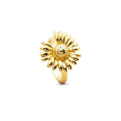 China Chris April TRENDY In Stock 925 Sterling Silver 18k Gold Plated Daisy Flower Ring For Girls for sale