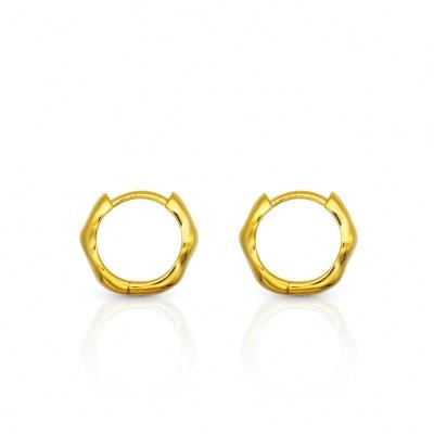 China Vintage Chris April Fashion In Stock 925 Sterling Silver 18k Gold Plated Hexagon Circle Earrings for sale