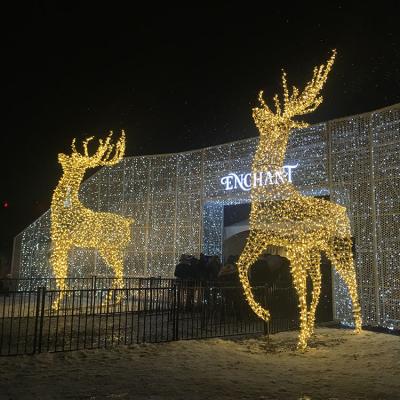 China Customized Commercial Use Outdoor Christmas Decoration 3D Big New Deer Led Pattern Lights for sale