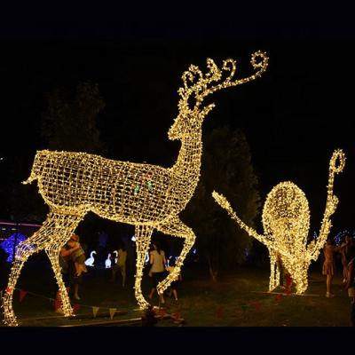 China Large Christmas Party Reindeer Light Wire Frame Commercial Outdoor Metal Deer Decorative Holiday Use Lighting for sale