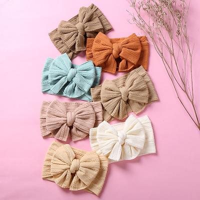 China Comfortable wholesale soft bow cashmere hair bow baby elastic headband baby fontanel tie headband baby headdress for sale