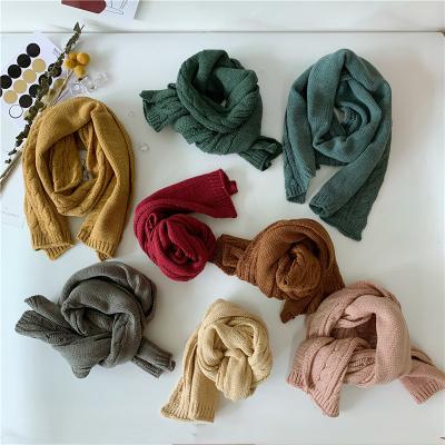 China Soft touch feeling fall winter autumn scarf for girls boys pure color classic knitted woolen warm scarves unisex collar for sale