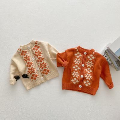 China Vintage Toddler Babies Cardigan Kids Viable Geometric Infant Clothes Knitted Coat For Fall MX051039 for sale