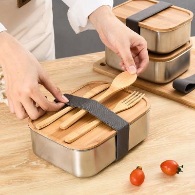 China Wholesale Microwavable Bento Boxes 304 Stainless Steel Metal Kids Bento Box with Knife Fork Spoon for sale