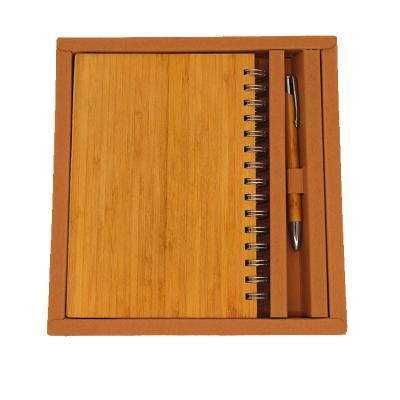 China High Quality Easy Writing A5 Spiral Notebook Bamboo Notebook and Cover Pen for Writing Writing Note Taking Diary for sale