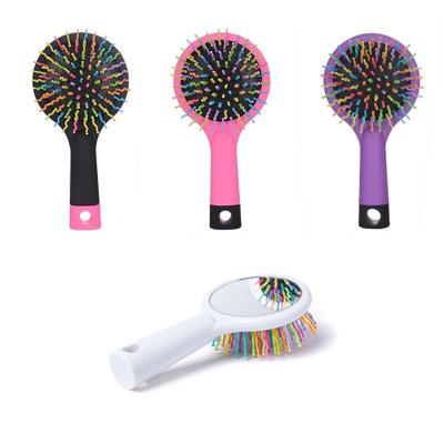 China Portable Custom Logo Mini Detangling Hair Brush with Makeup Mirror for sale