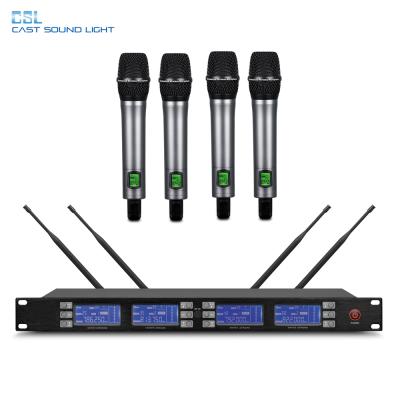 China Handheld Microphone Professional High Quality 4 Channel UHF Wireless Lavalier Lapel Microphone for sale