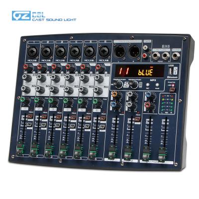 China Professional USB 6 Channel MP3 + SD Card System Stage DJ Music Mixer Audio Controller With BT MP3 for sale