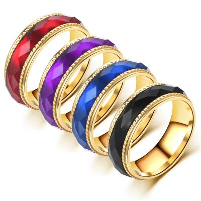 China Simple And Elegant Vintage Gold Ring Couples Ring Titanium Steel Personality Couples Ring Stainless Steel for sale