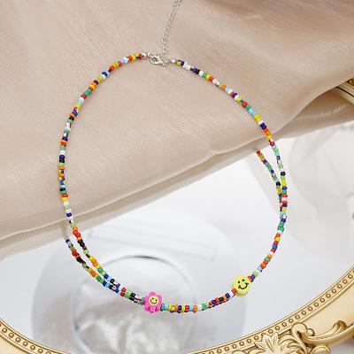 China CLASSIC multi color seed bead fancy smile glass necklace for sale