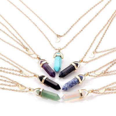 China Hot Sales BOHEMIA Quartz Stone Natural Crystal Necklace Jewelry Pendant Necklace for sale