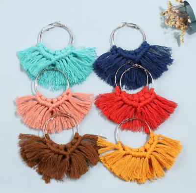 China BOHEMIA 2021 New Fashion Bohemian Handmade Woven Helix Shaped Tassel Earrings For Women for sale