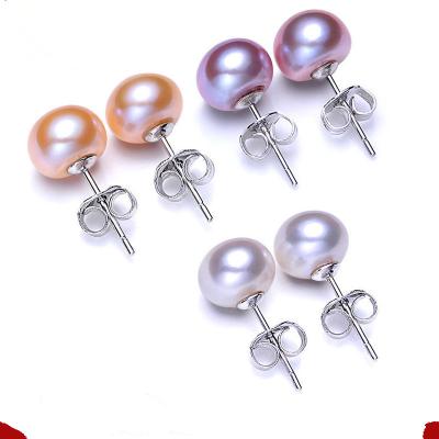 China CLASSIC Freshwater Pearl 925 Stud Earrings Ball Stud Earring Silver Pearl Earring Stud for sale