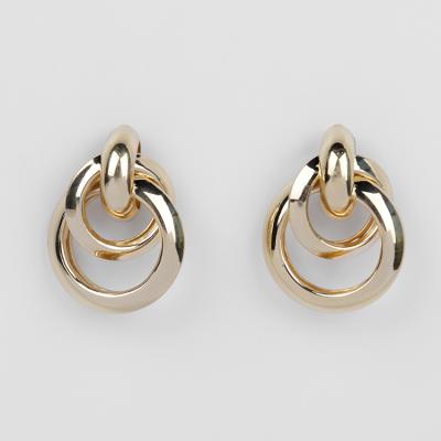 China Charm Wholesale Fashion Jewelry Women Metal Circles Linked Gold Plated Charm Stud Earrings for sale