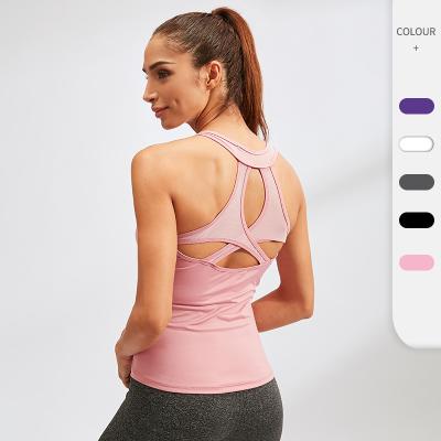 China Breathable Women Slim Backless Fit Muscle Scoop Neck Gym Workout Comfortable Yoga Sporty Tank Top for sale