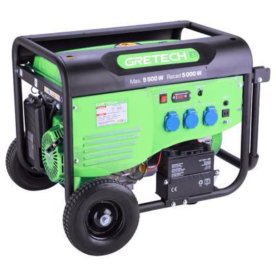 China Factory Price Approved Electric Start Gretech CE Gasoline 5.5KW/13HP Silent Generator 25L for sale