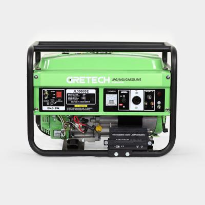 China Small Gas Generator Gretech 2.5kW LPG/NG/Gasoline Generator, JL3000/G/E Portable for sale