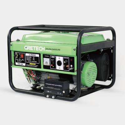 China Hot selling Gretech 2kw small gas generator for home use China manufacturer organic fuel gas lpg generator and natural gas JL2500G/E for sale