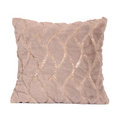 China Faux Fur Wholesale Luxuriating Decorative Living Room Cushion Sofa Pillow Cushion Faux Fur Bright gold piece Covers Furry Pillow Case for sale