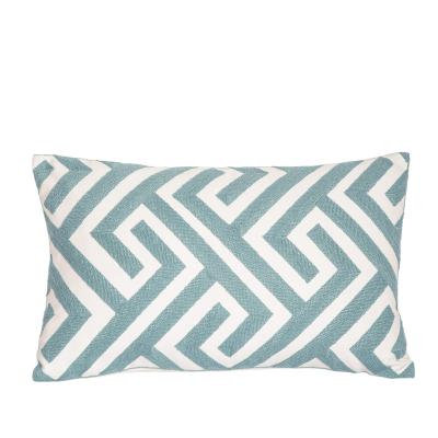 China Vintage Sofa Couch Embroidery Polyester Cotton Decorative Embroidery Pillow Cover Living Room Decor Vintage Home Space Leaf Geometric Striped for sale