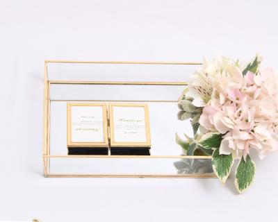 China New Arrivals Gorgeous Rectangle Trinket Countertop Handmade Cosmetic Storage Box Holder Vintage Tray Glass Box for sale