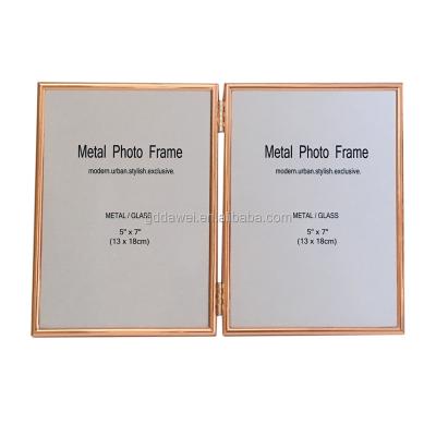 China Classic Europe\North America Double Folding Picture Frame Gold Clad Folding Photo Frame for sale