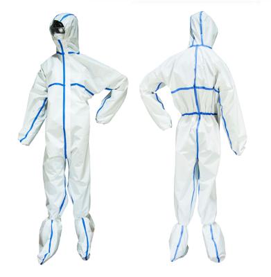 China COMFORTABLE TYPE 4/5/6 microporous coverall, sealed with tape, with reflector for sale