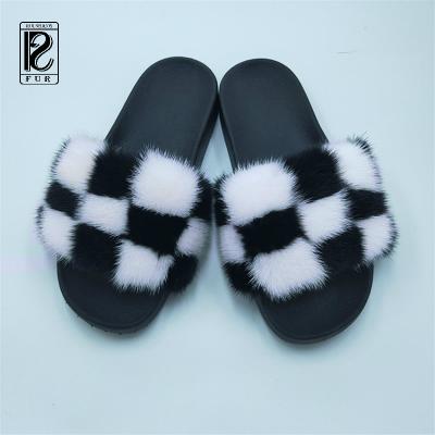 China Popular and New Fashion Style Fashion Trend Mink Fur Slippers Slides Cc for Women and Kids for sale