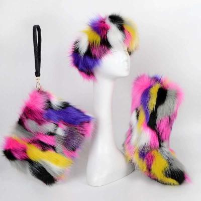 China Factory Wholesale Fashion Fashion Trend Fashion Selling Cute Colorful Faux Fur Winter Fur Boots for sale