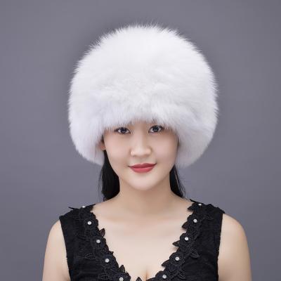 China Real Plush Women's Fox Fur Hat Winter for sale