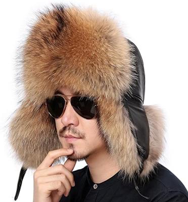 China Real Russia JOINT SEAL Raccoon Style Mens Warm Cap Winter Hats for sale